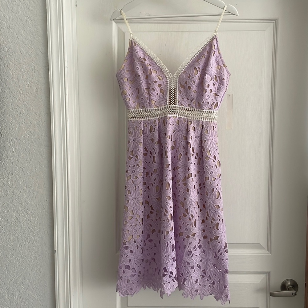Aqua Purple Lace Spaghetti Strap Dress